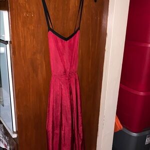 Zele Red Sundress Spaghetti Strap V-Neck